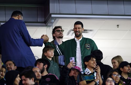 Novak Djokovic at an MLS match in 2024