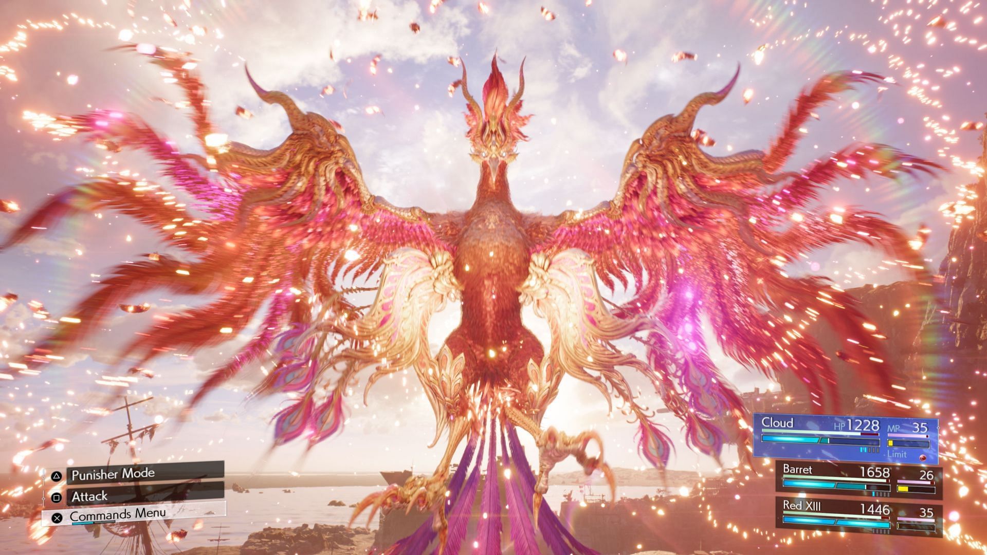 Boss battle against Phoenix in Final Fantasy 7 Rebirth