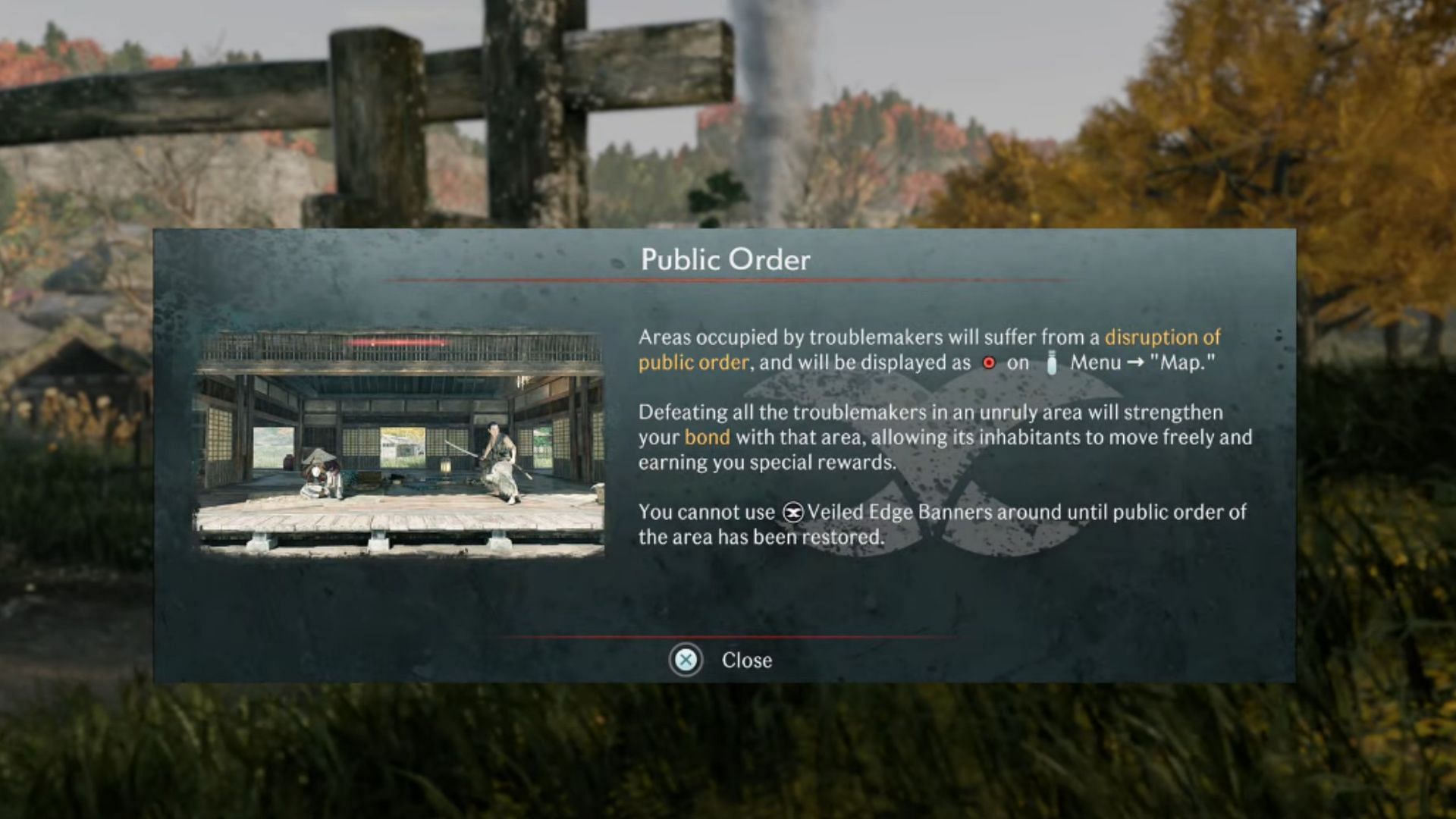 Public Order assignment in Rise of the Ronin (Image via Sony Interactive Entertainment || YouTube/the RadBrad)