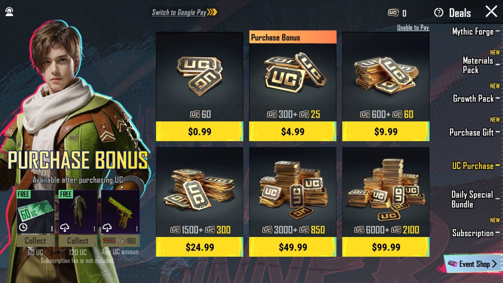 Follow the steps below to purchase UC in PUBG Mobile 3.1 update (Image via Level Infinite)
