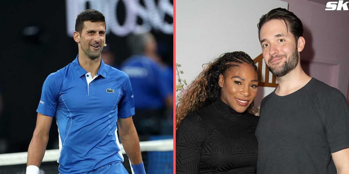 Novak Djokovic (L) and Serena Williams with Alexis Ohanian (R)