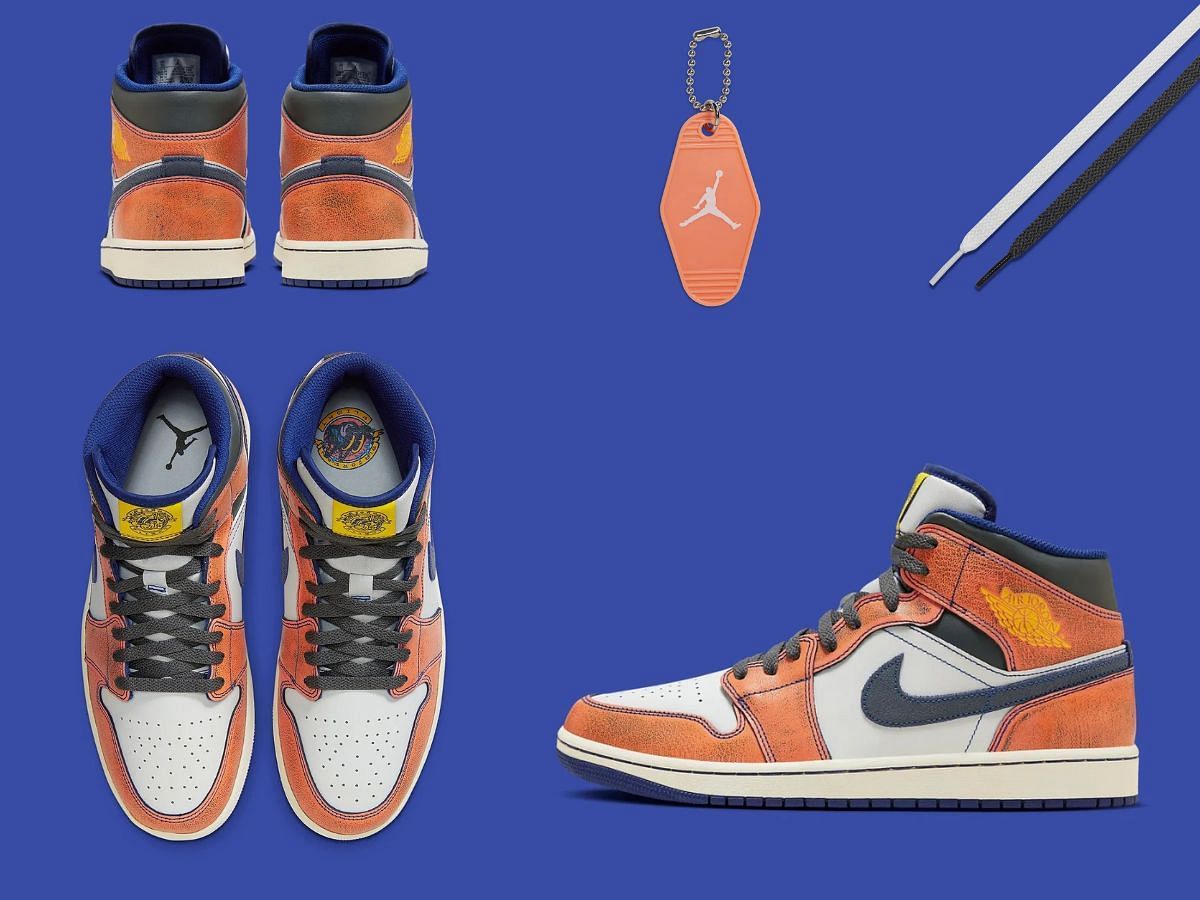 closer look at the Air Jordan 1 Mid Flight sneakers (Image via YouTube/@inboxtogo)