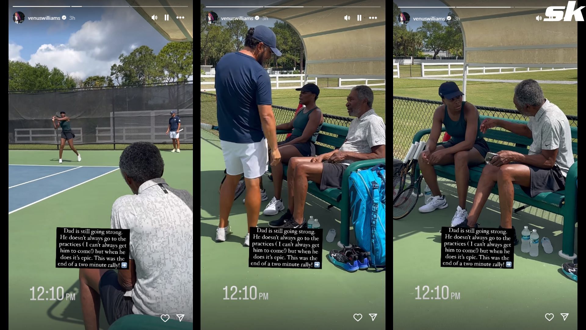 Glimpses from Venus Williams&#039; recent practice session with her father Richard Williams looking on