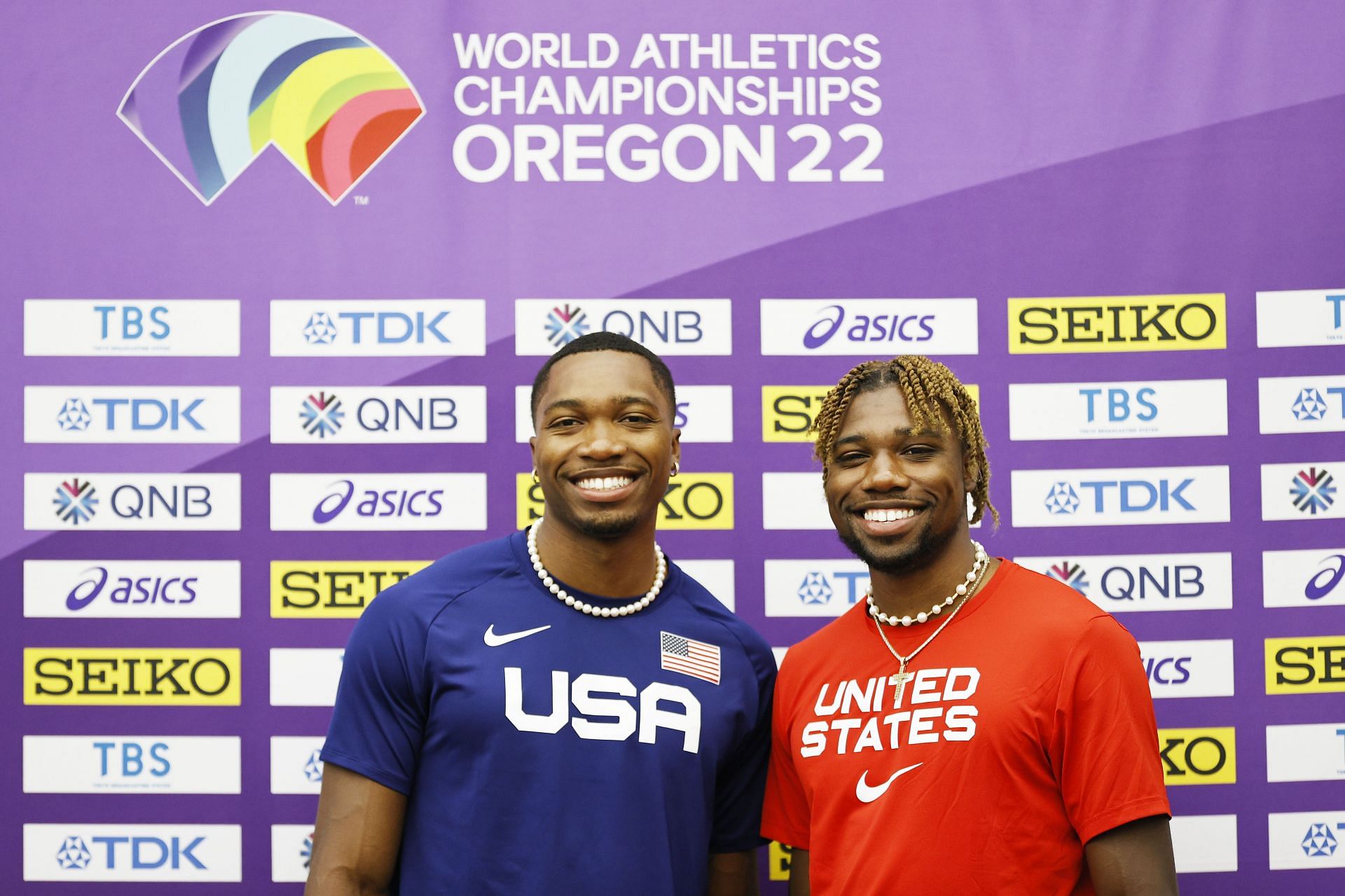 Noah Lyles and Josephus Lyles at World Athletics Championships Oregon22 - Previews