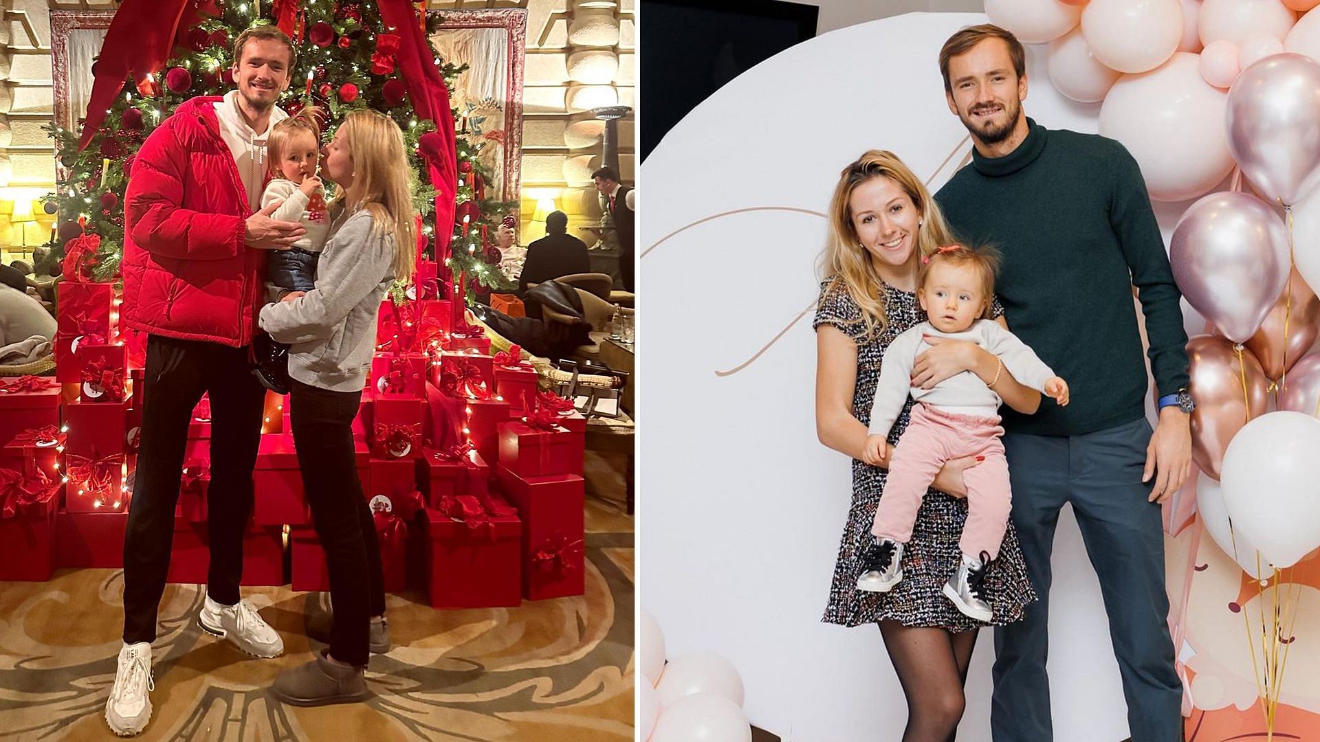 Daniil Medvedev with his wife Daria and daughter Alisa