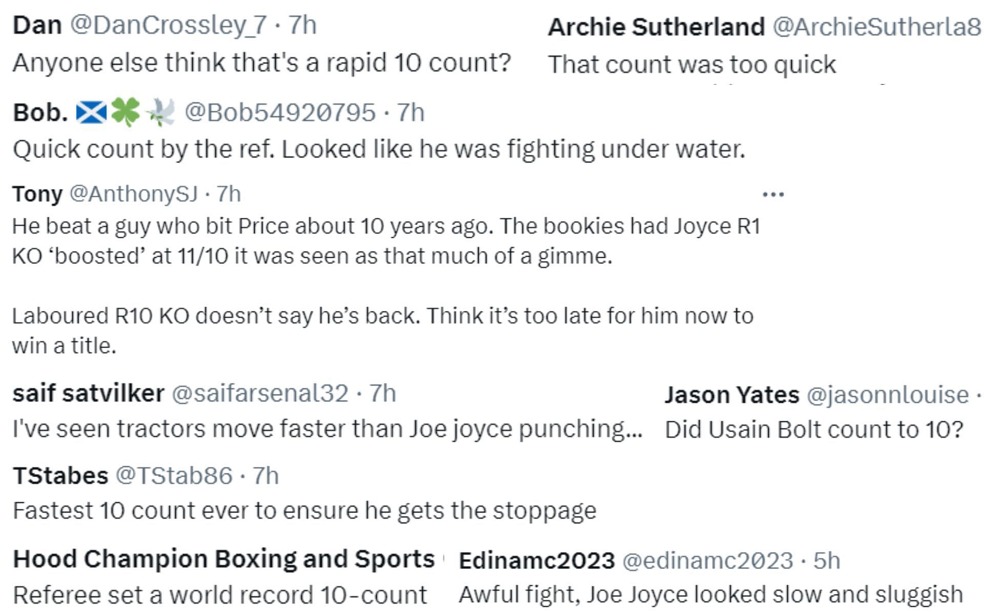 Screenshot of fan reactions to Boxing on TNT Sports&#039; post on X