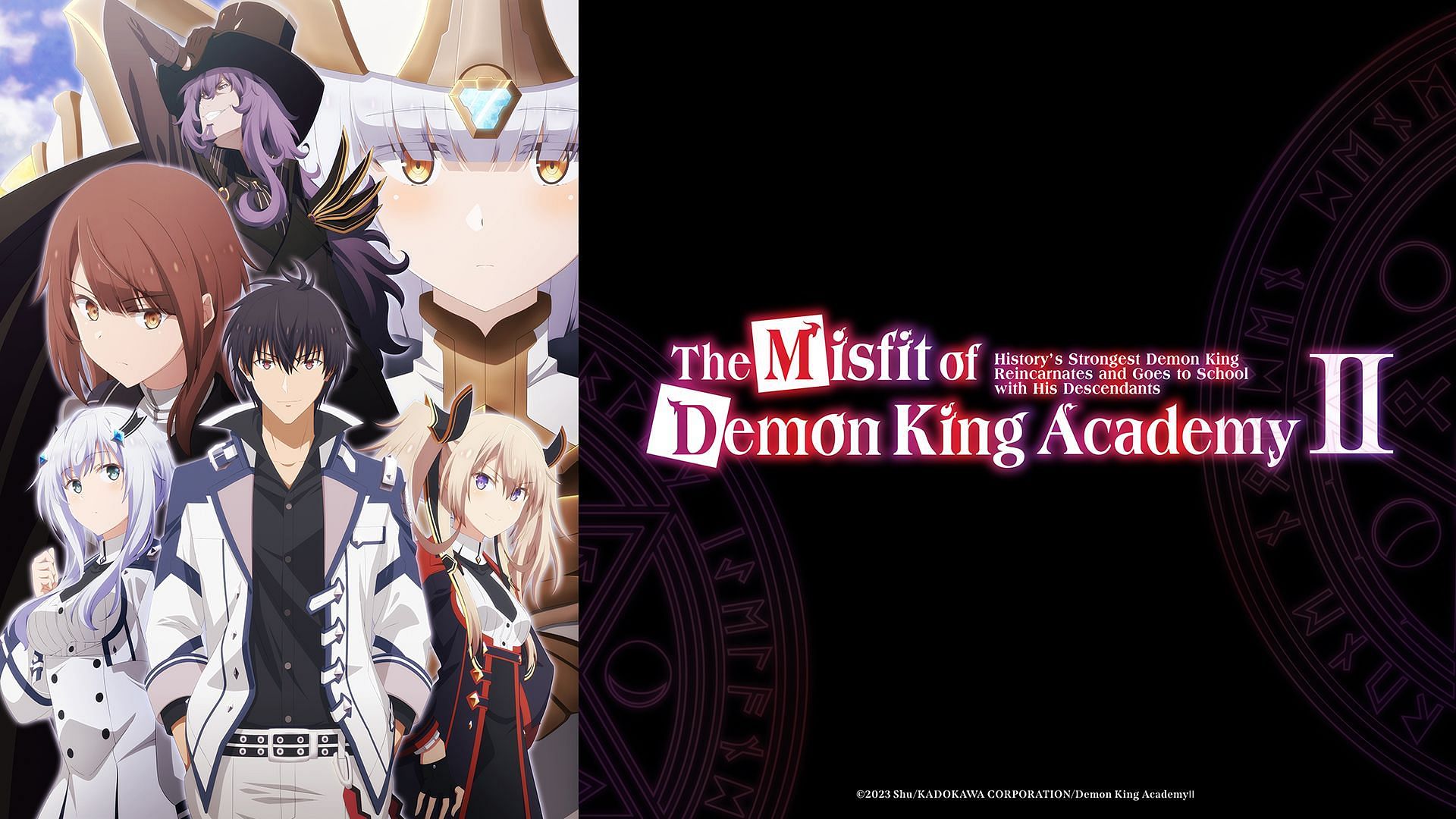 Title card for The Misfit of Demon King Academy Ⅱ 2nd Cour (Image via Silver Link)