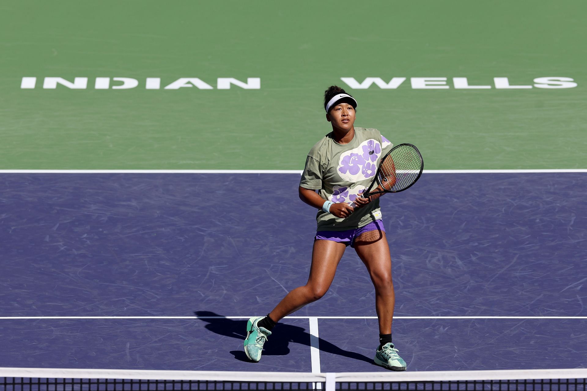 Naomi Osaka practices ahead of the BNP Paribas Open at Indian Wells Tennis Garden - Getty Images