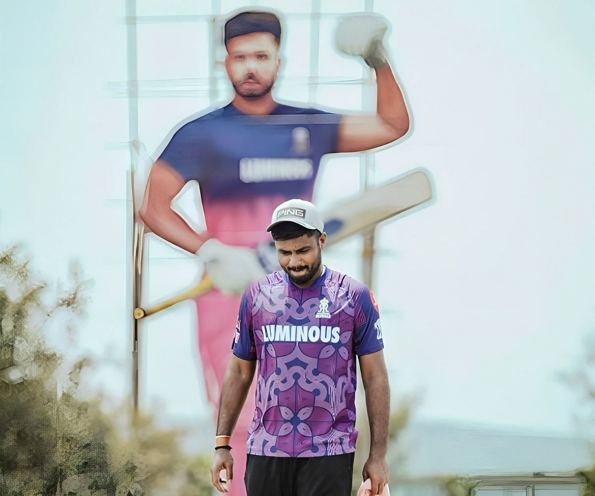 Sanju Samson in front of his 50ft cut-out in Malappuram.