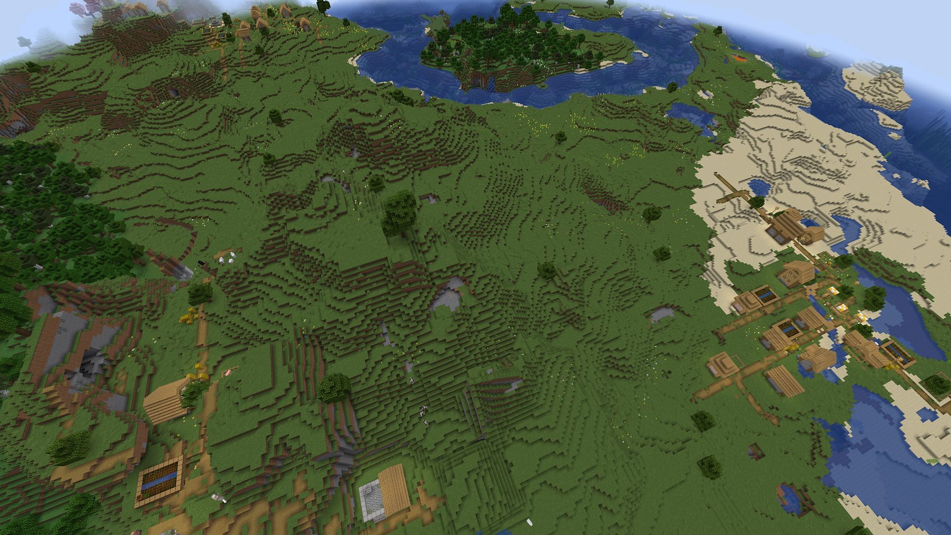 Some of the villages near spawn (Image via Mojang)