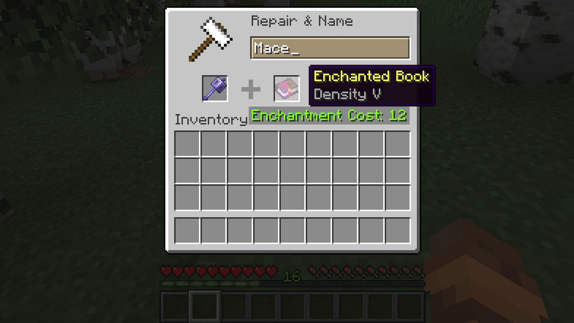 Two of the new mace enchantments are applicable via enchanted book (Image via Mojang)