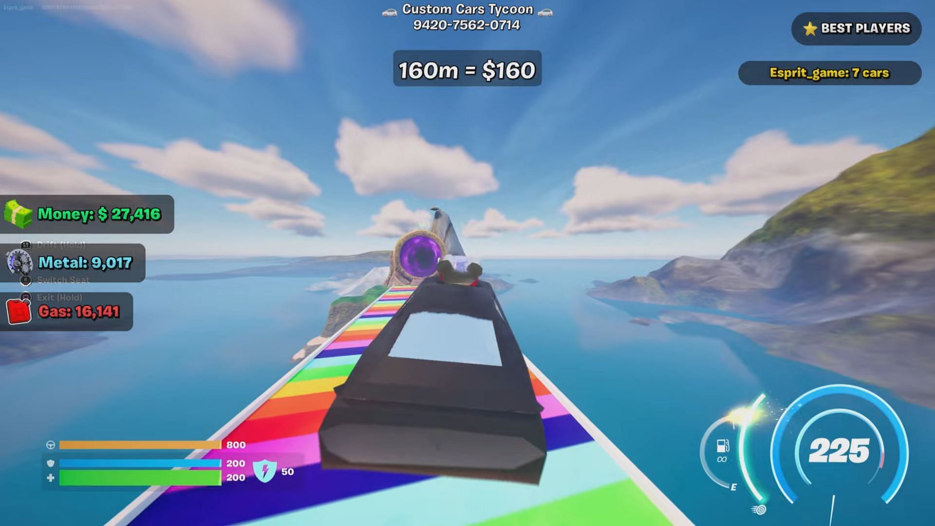 Players can try jumping to the portal with each vehicle they unlock (Image via ESPIRITGAME on YouTube)