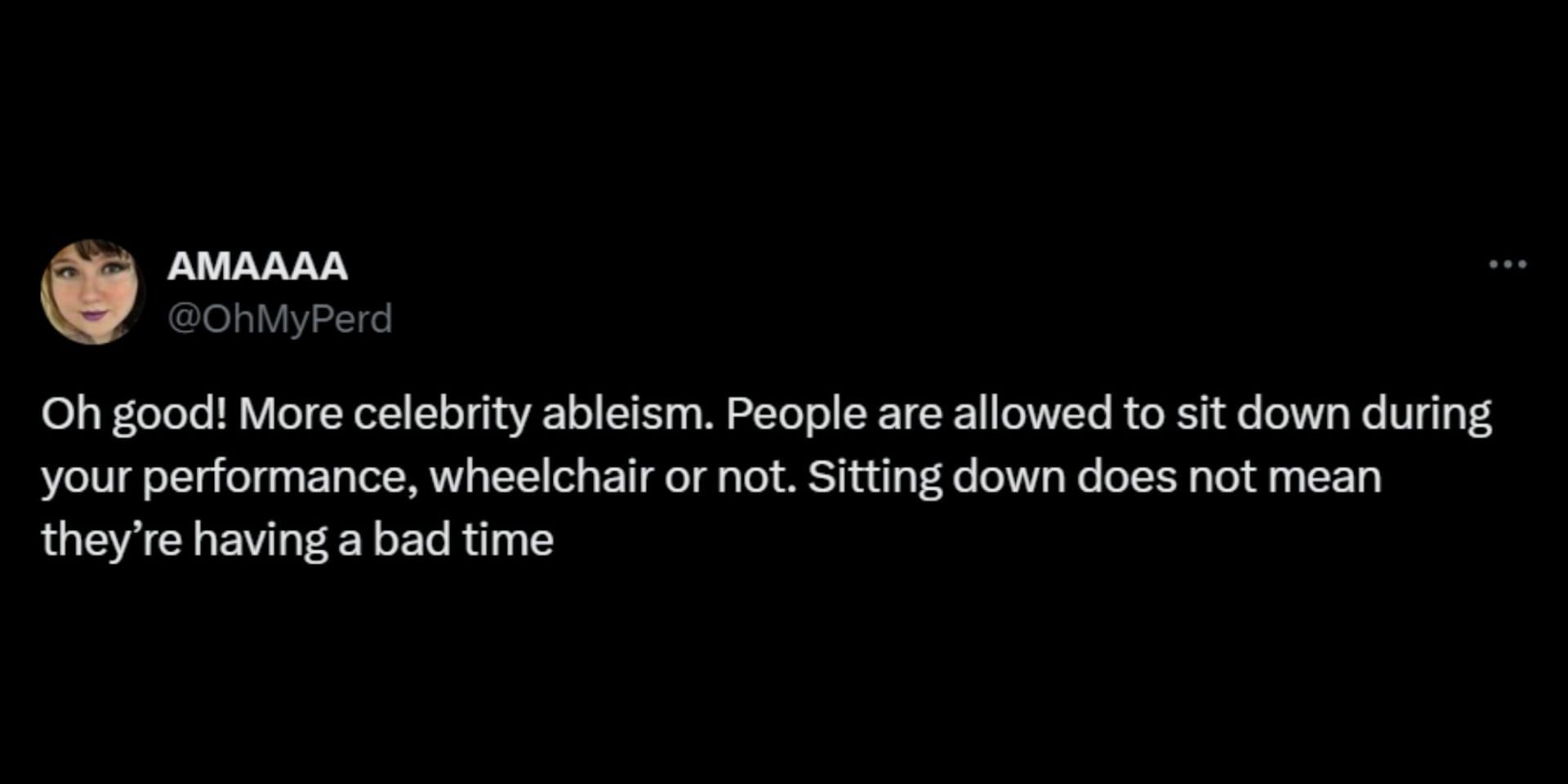 The singer sparks fury for calling out a fan in wheelchair during LA concert. (Image via X/@PopCrave)