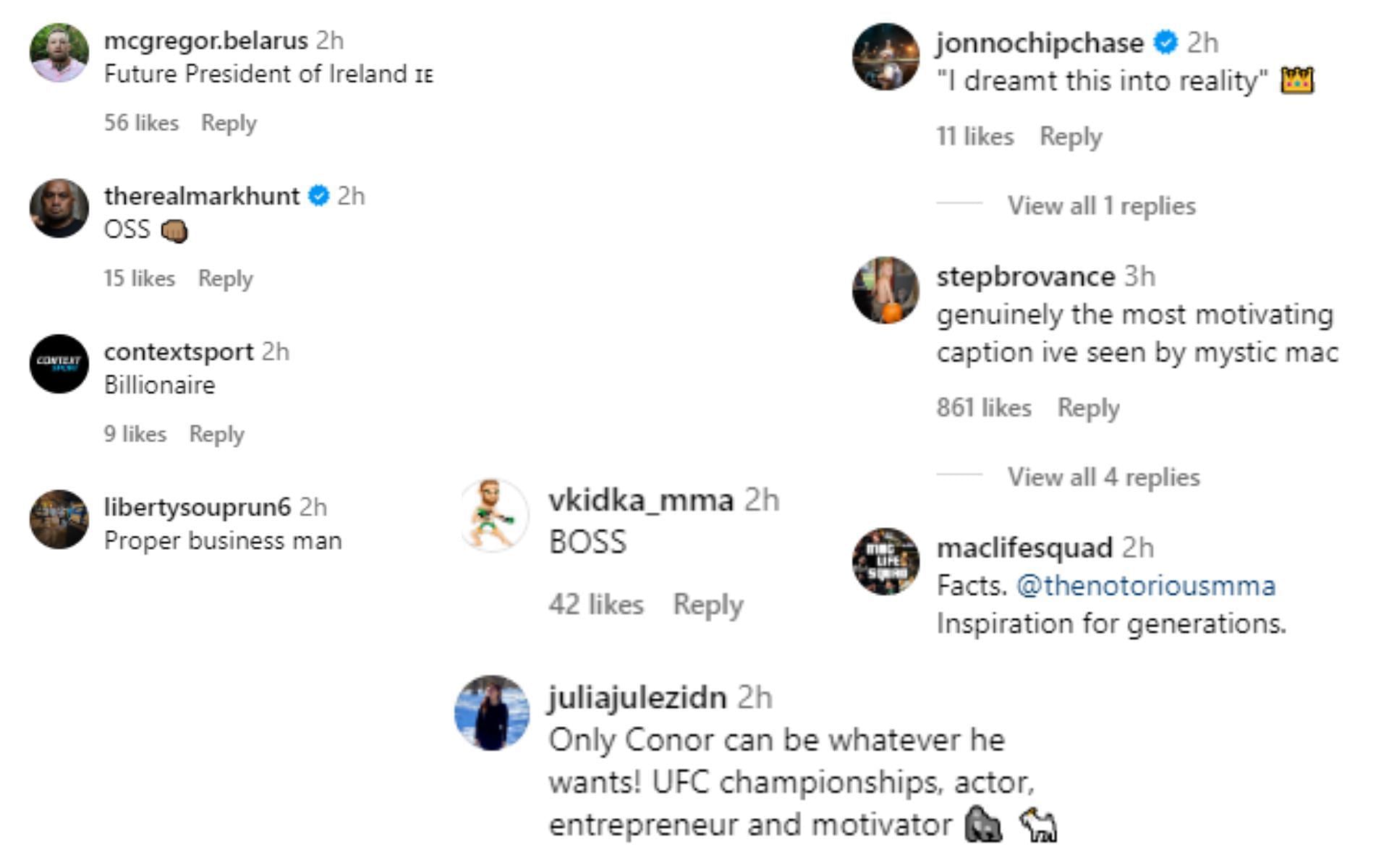 [Images Courtesy: @thenotoriousmma comments section on Instagram]