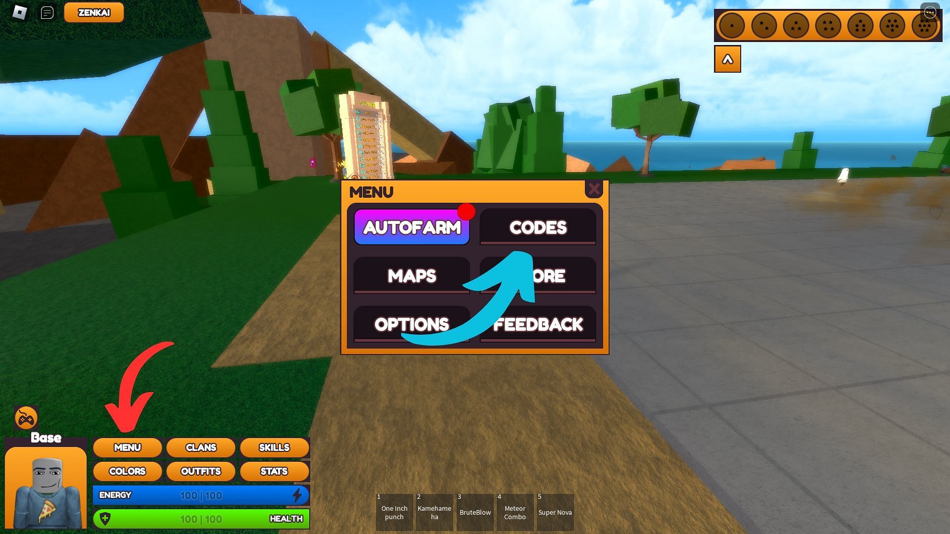 How to redeem codes for Dragon Ball Revenge (Image via Roblox and Sportskeeda)