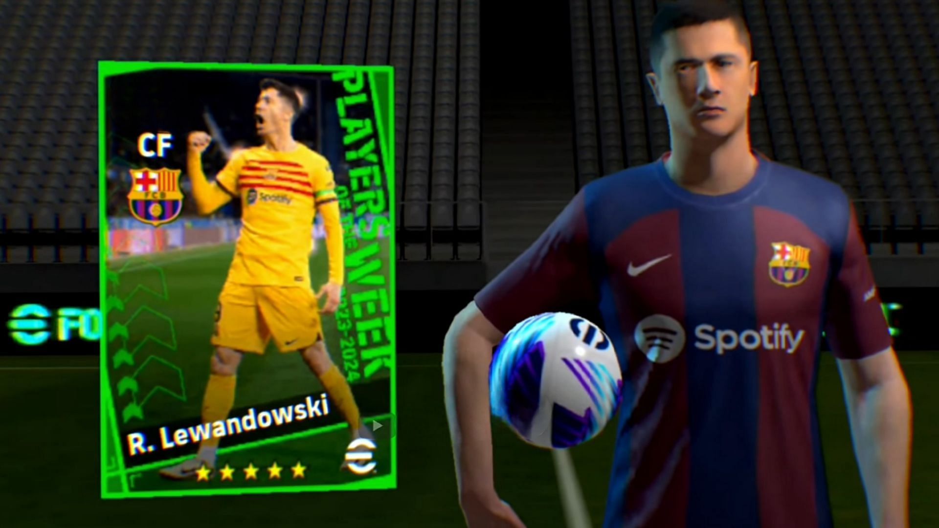 Lewandowski is amongst the most chosen Center Forwards in eFootball 2024 (Image via Konami)