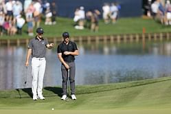 "Sorta low, wasn’t carrying that far" - Rory McIlroy’s tee shot hitting the water has Jordan Spieth and Viktor Hovland discussing the new drop point