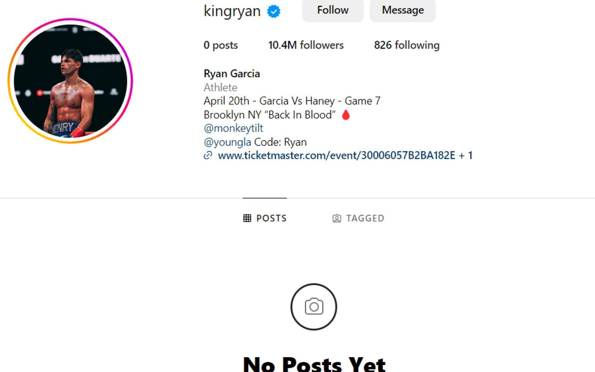 Ryan Gracia's Instagram account