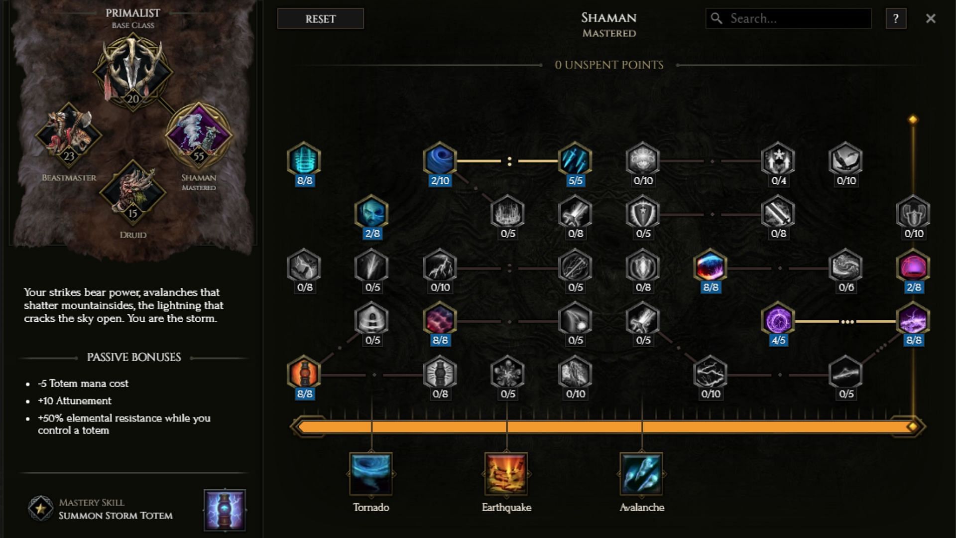 Passive Tree Progression of Upheaval Shatter Shaman Builds in Last Epoch (Image via Eleventh Hour Games)