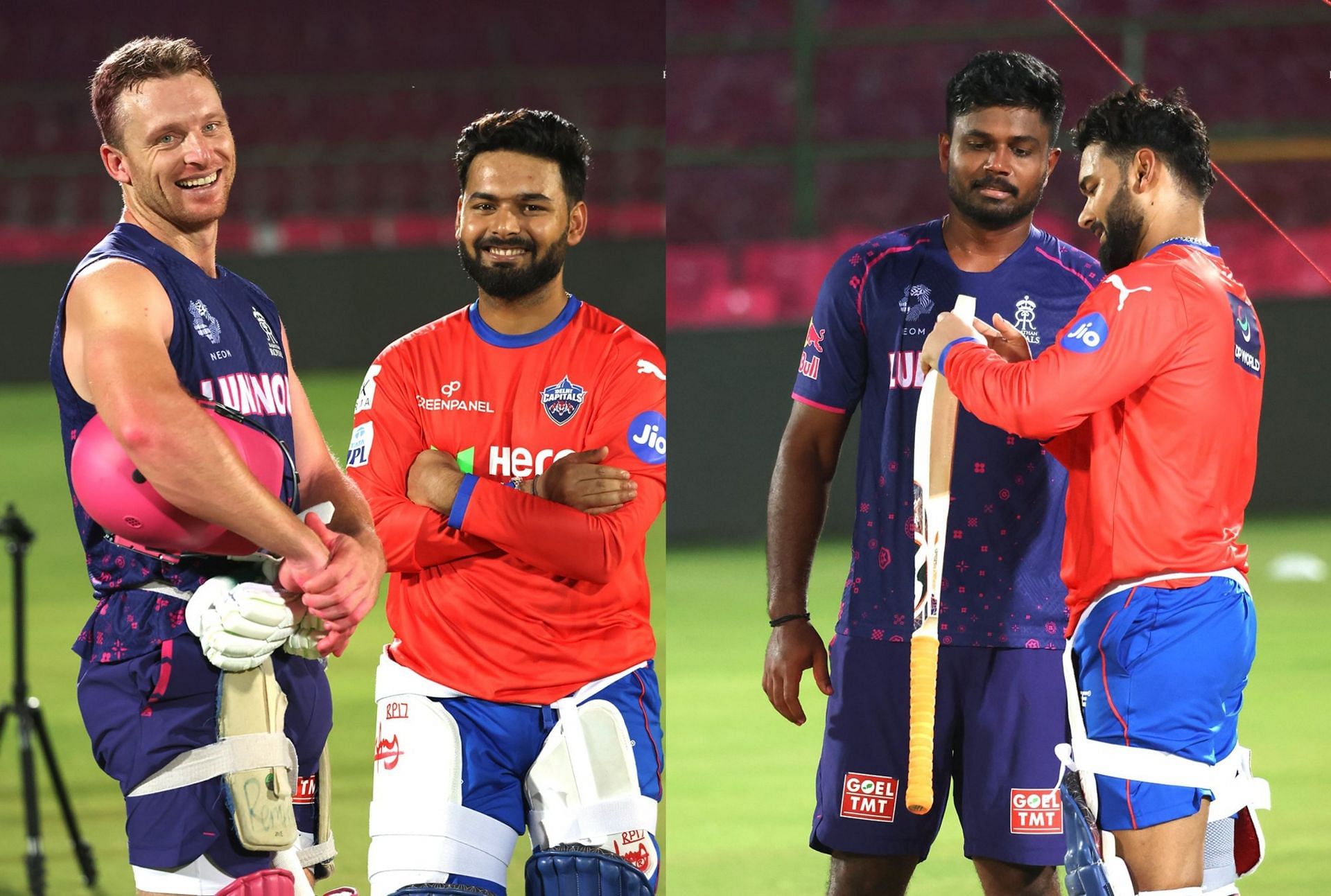 Rishabh Pant with Sanju Samson and Jos Buttler. (PC: RR/X)