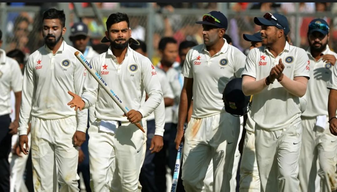 Virat Kohli and Company after winning the 4th Test vs England in Mumbai
