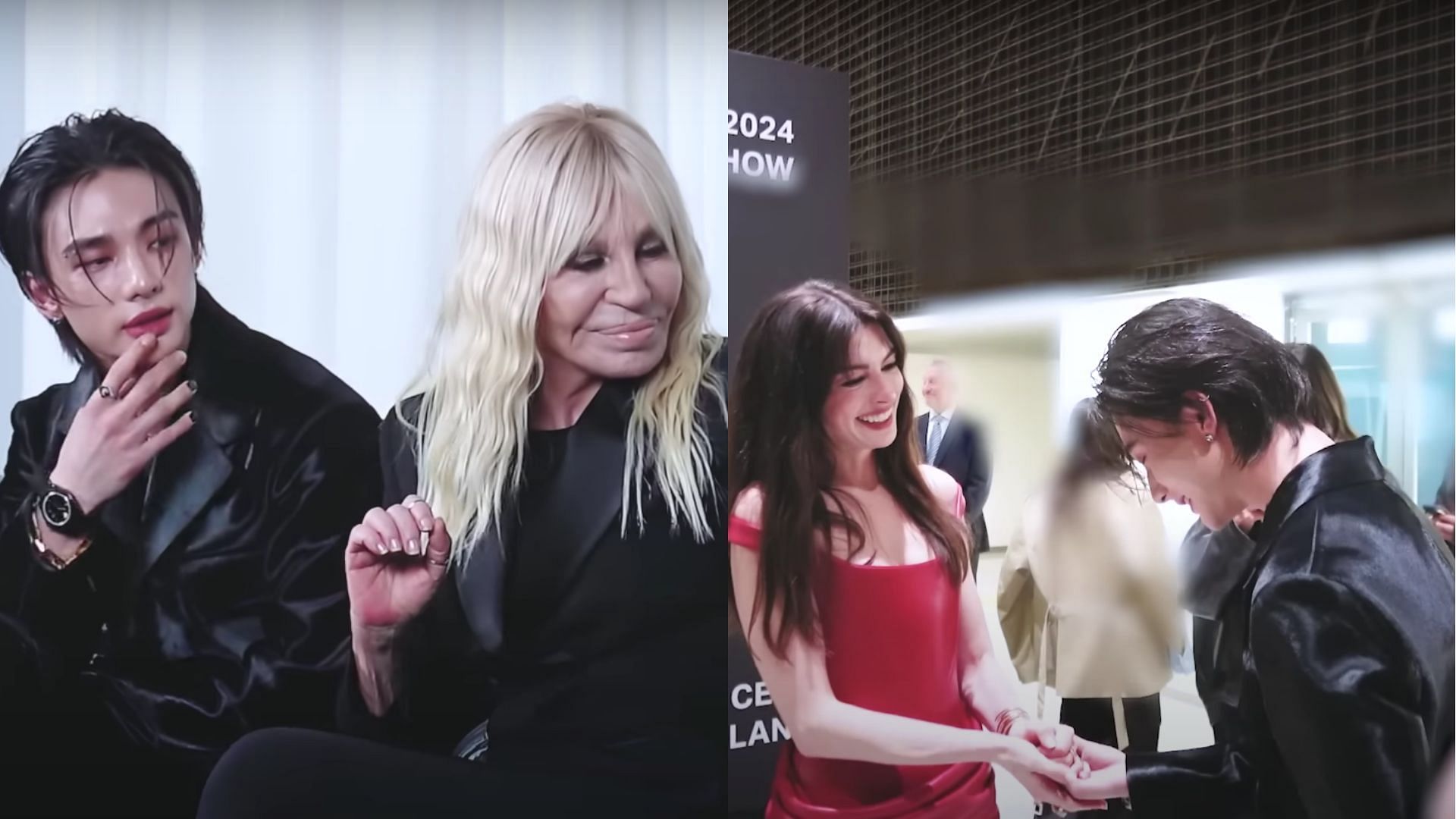 Hyunjin praised by Anne Hathaway and Donatella Versace (Images via YouTube/Stray Kids)