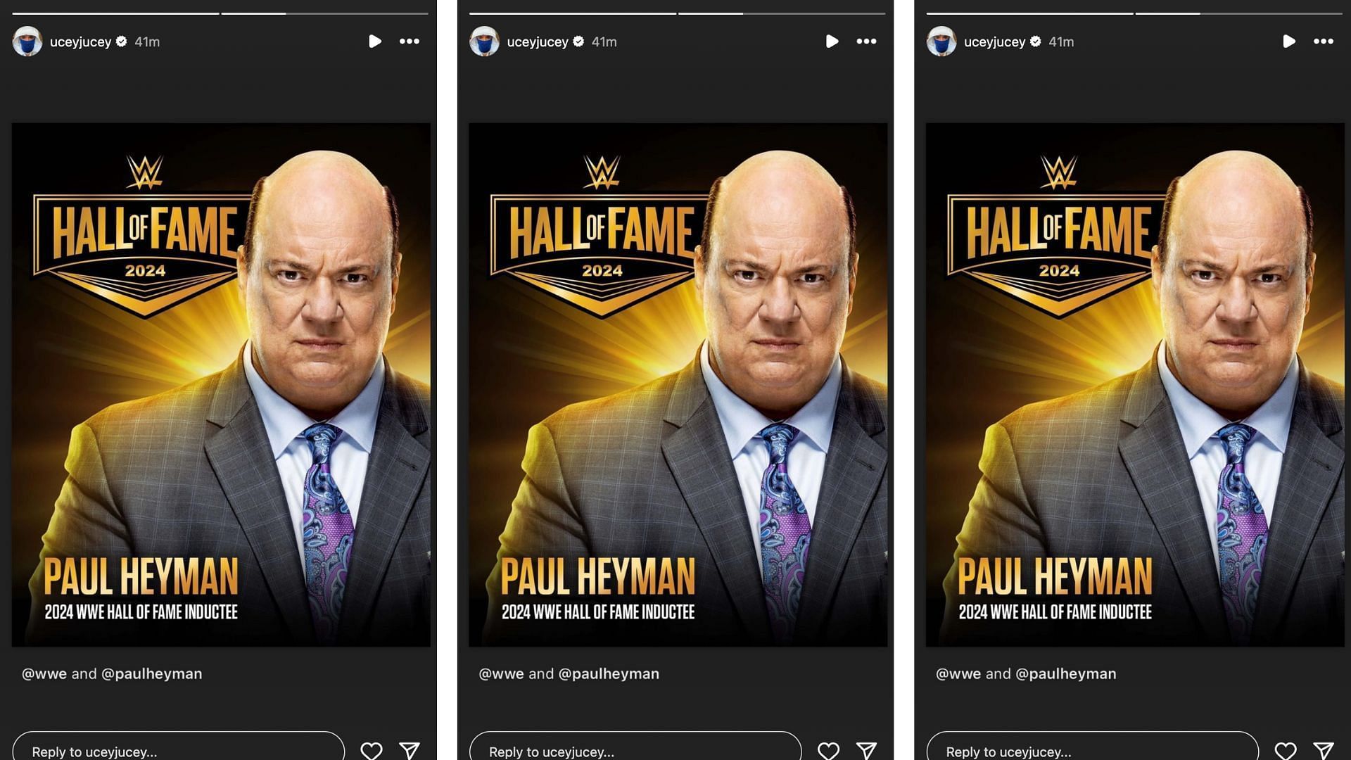 Uso reacts to Heyman&#039;s Hall of Fame induction on Instagram.