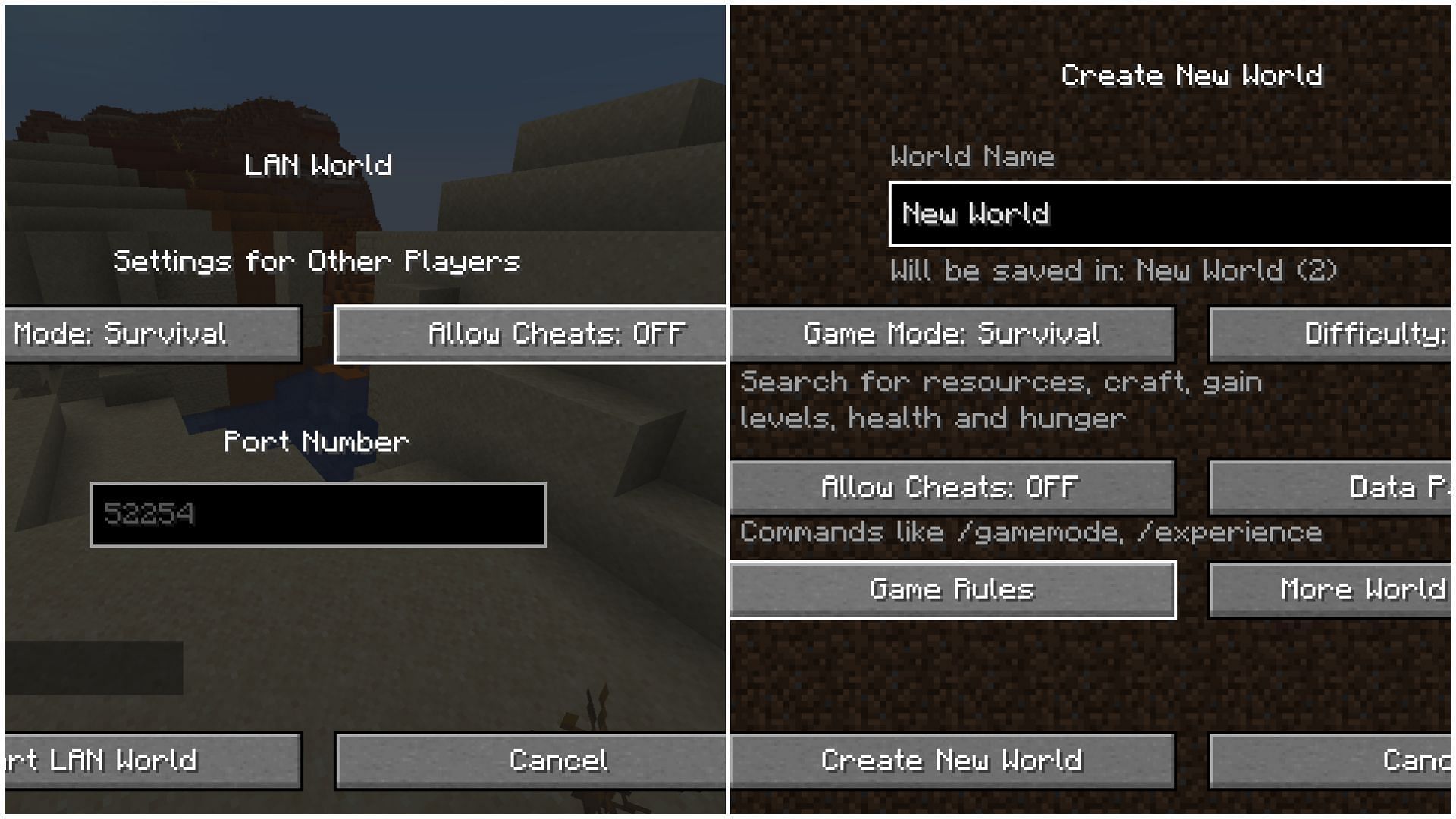You need to activate cheats to freeze time in Minecraft (Images via Mojang Studios)