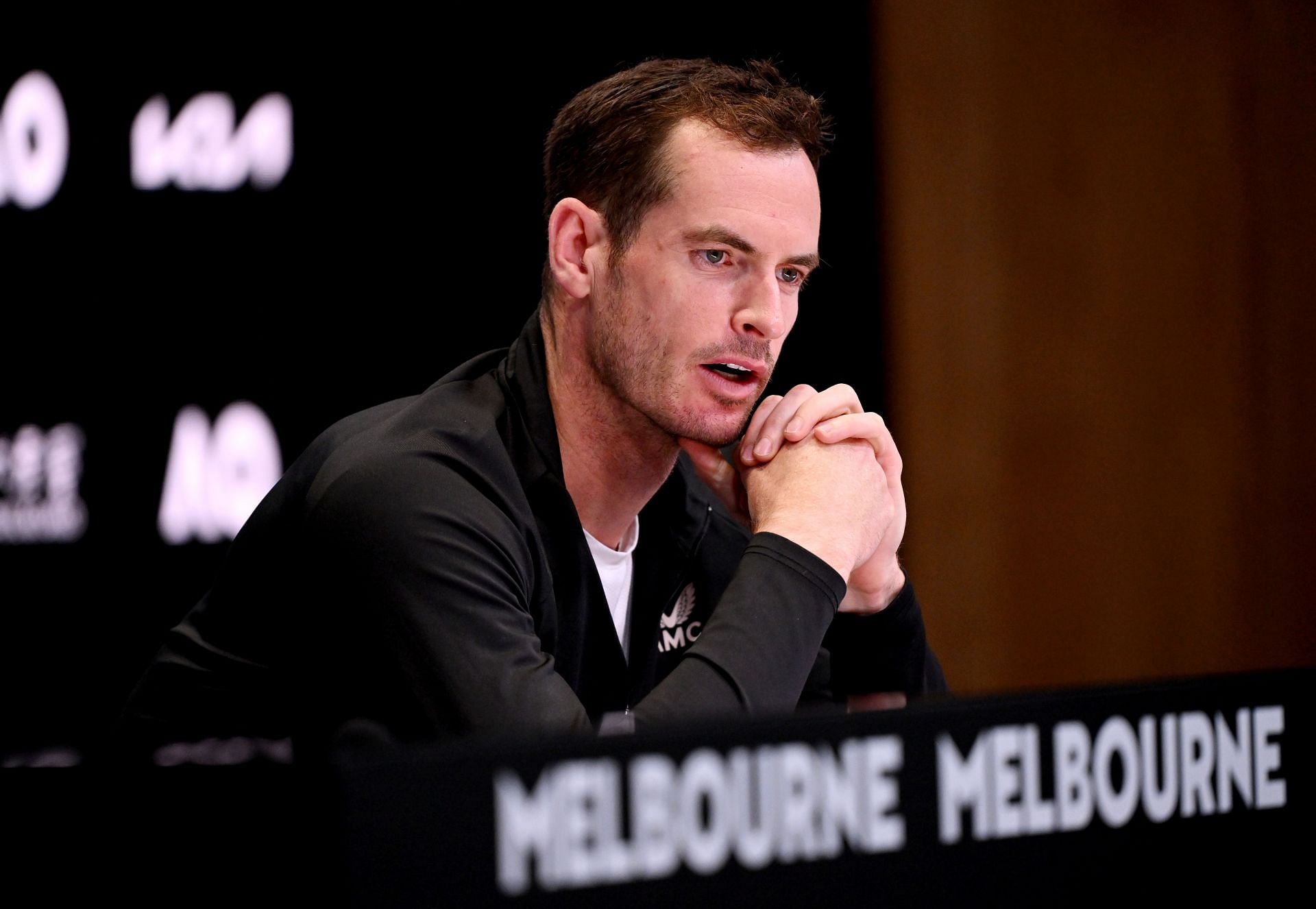 Andy Murray speaking to the press