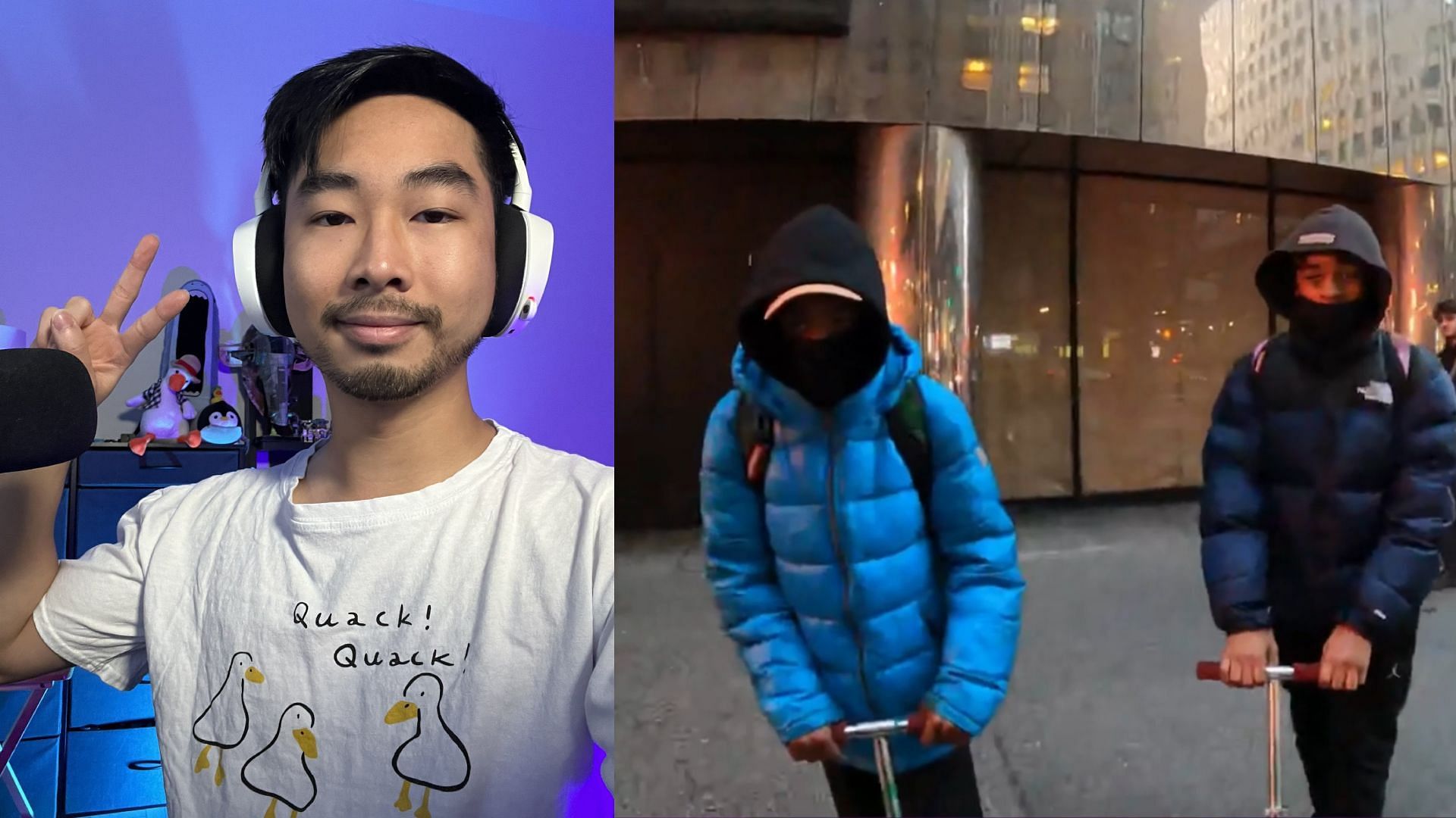 Twitch streamer threatened by a group of masked kids in the streets of New York (Image via BrandonTheGr8/X,Twitch)