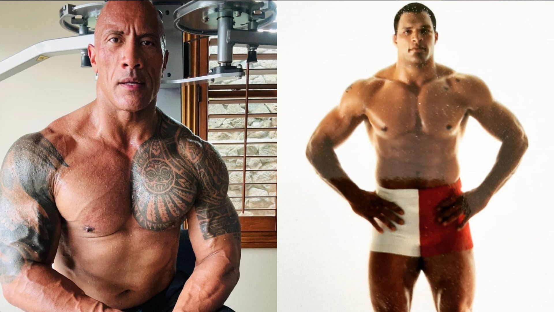 Dwayne Johnson (left) is set to play former UFC fighter Mark Kerr (right) in an upcoming movie [Images courtesy of @therock &amp; @markkerrtsm]