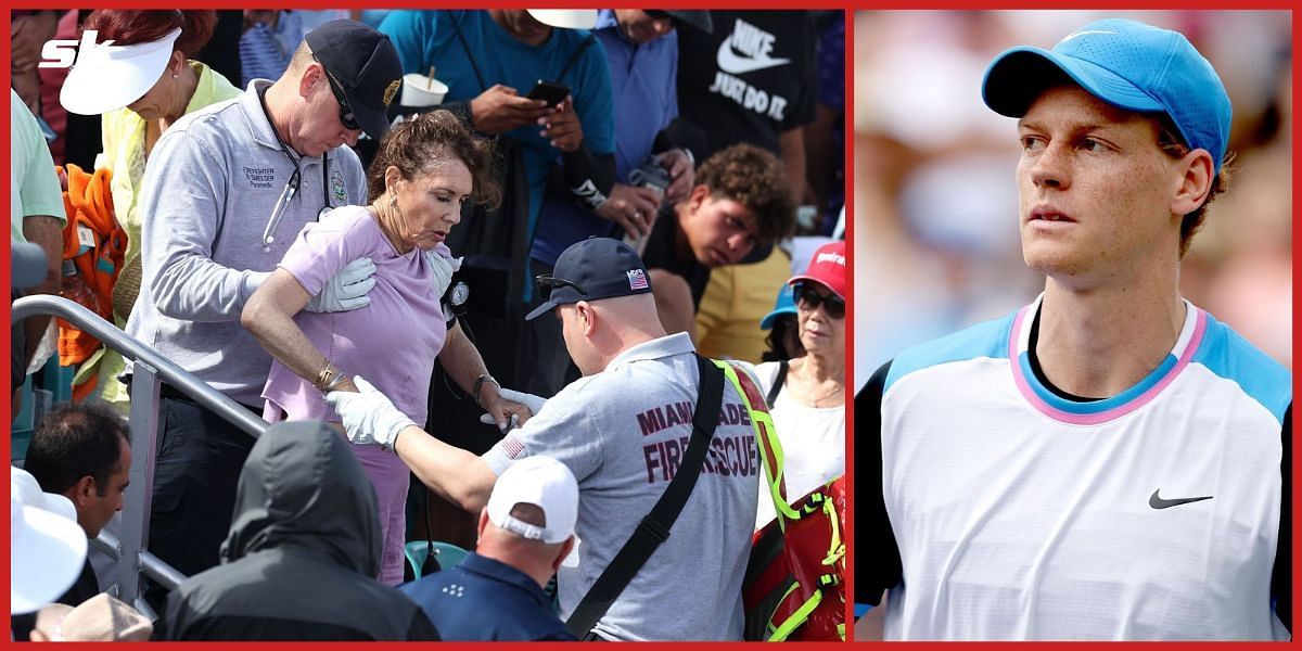 Jannik Sinner helped a fan during his Miami Open tussle.