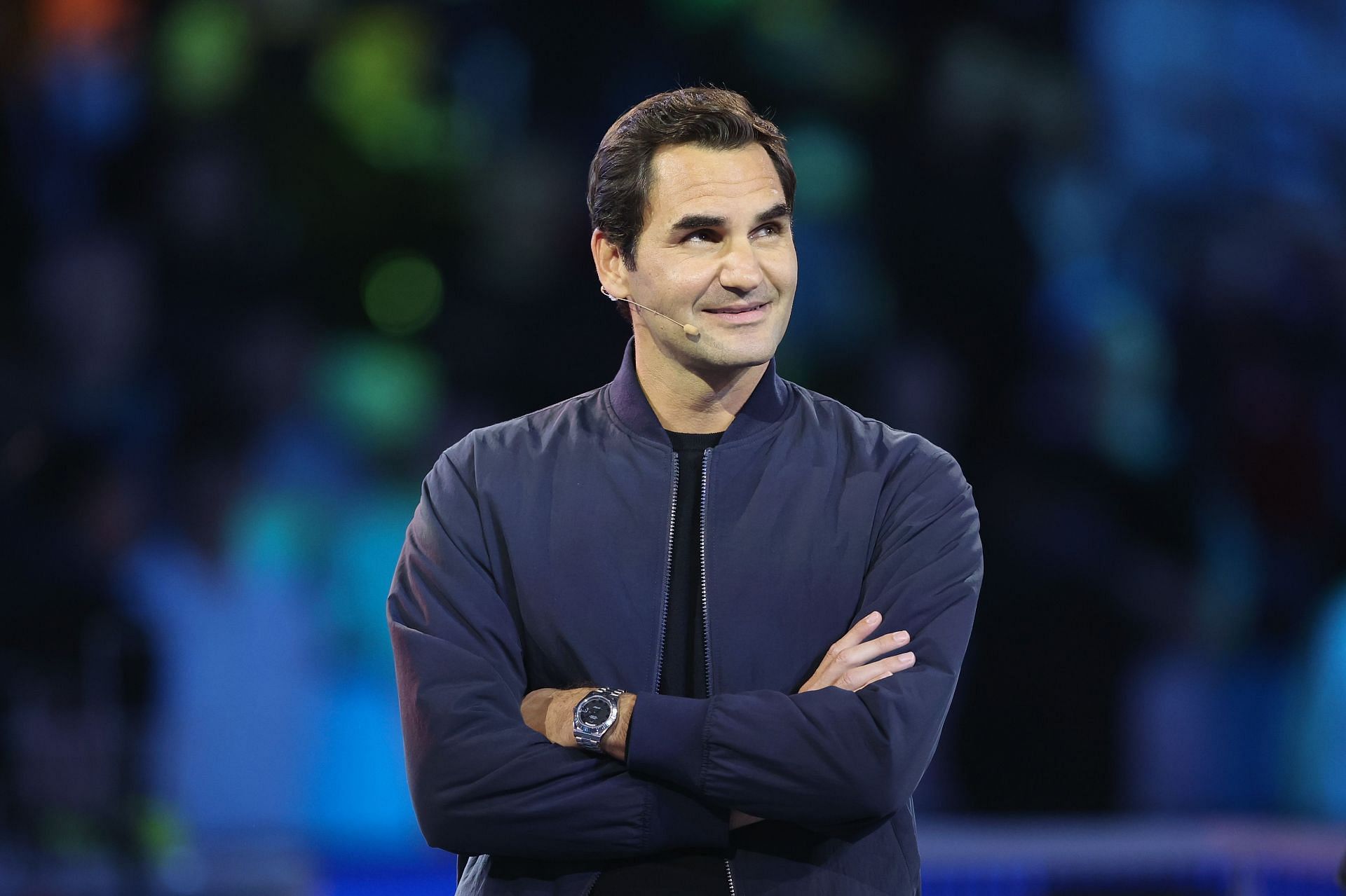 Roger Federer at the 2023 Shanghai Rolex Masters