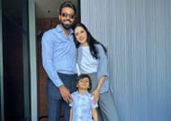 Hardik Pandy with his son and wife
