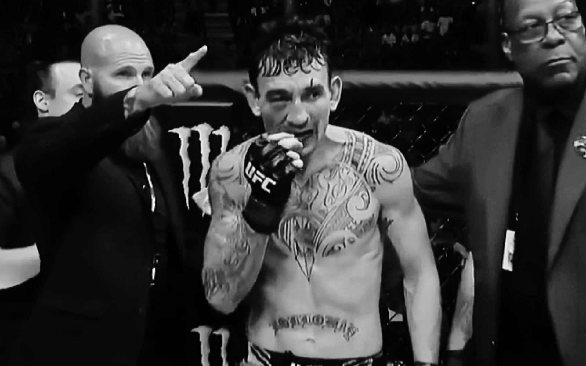 Max Holloway got cut open on his left eye brow at UFC 276 [Image courtesy @ufc on YouTube]