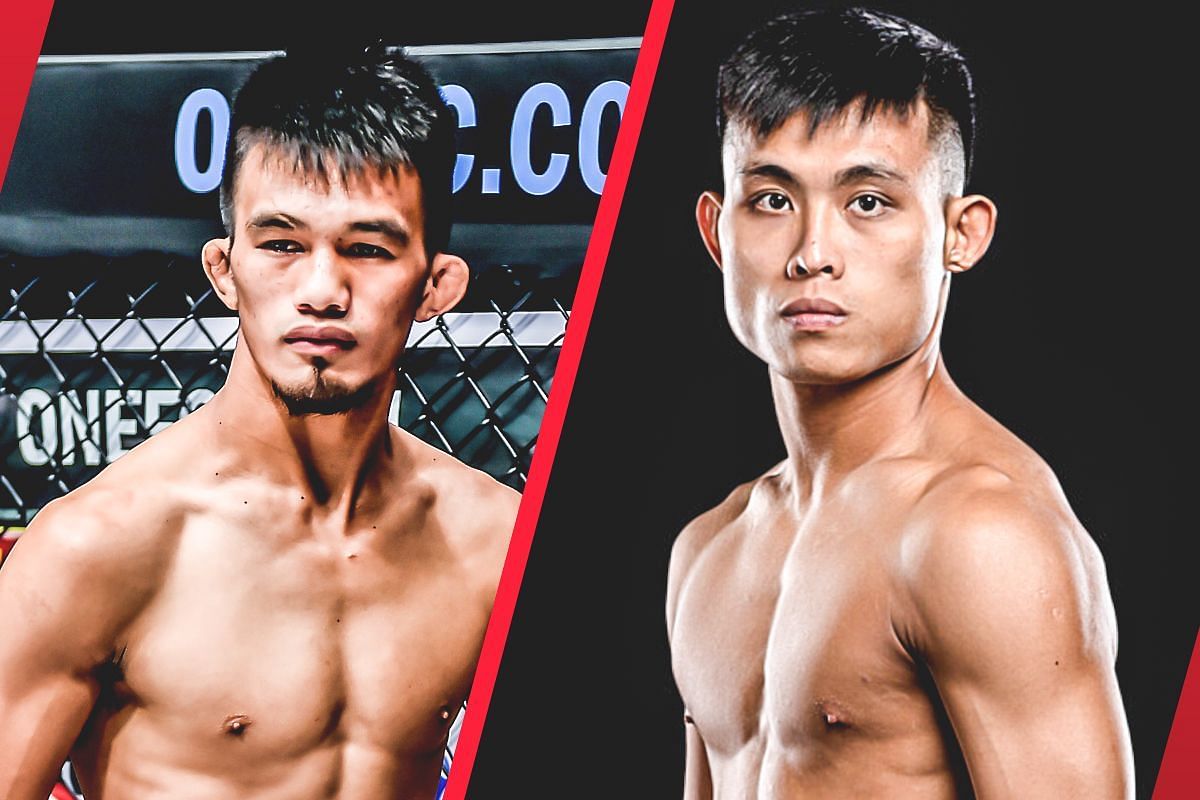 (From left) Jeremy Pacatiw and Wang Shou meet at ONE Fight Night 21.