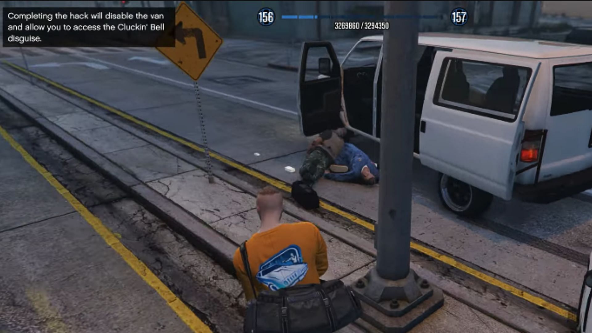 Collect the dropped bag to wear the uniform (Image via Rockstar Games, YouTube/GTA Series Videos)