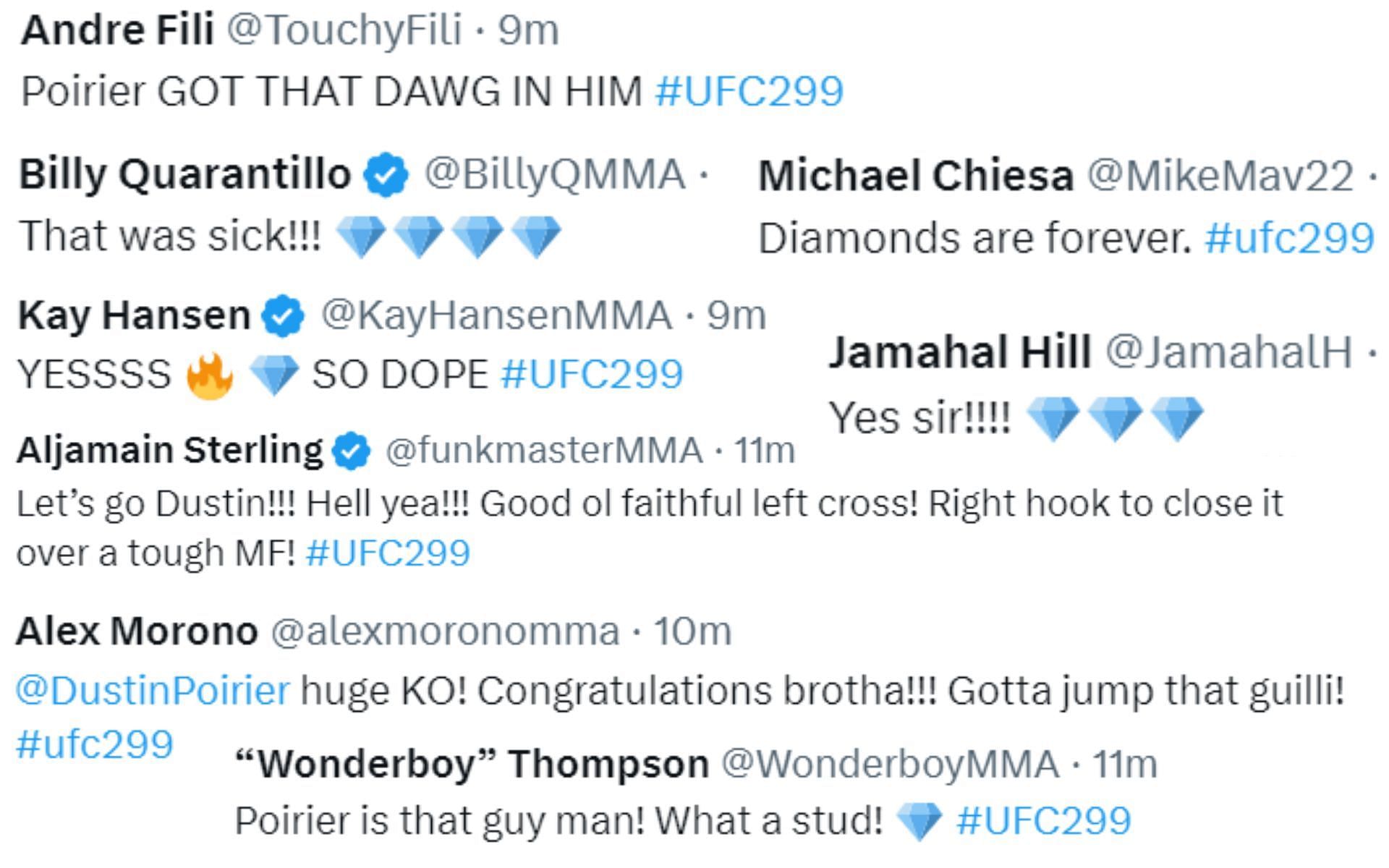 Fellow fighters react to Dustin Poirier&#039;s impressive KO win at UFC 299