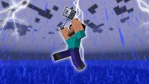 Minecraft's new mace weapon pairs with a channeling-enchanted trident to deal a deadly blow