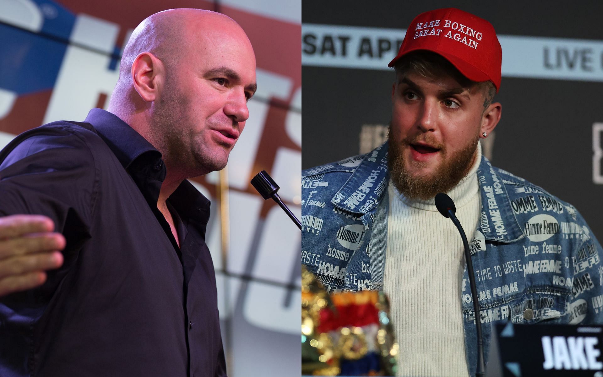 Dana White (left) and Jake Paul (right) have been at odds over subjects such as UFC fighter pay and more [Images courtesy: Getty Images]