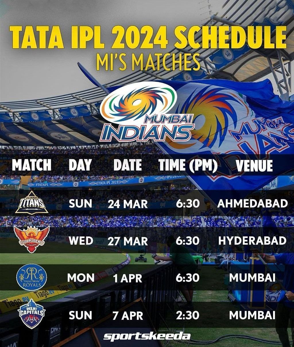 IPL Match Schedule 2024 & Time Table