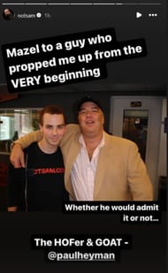 Screenshot of Sam Roberts' post on Instagram Stories