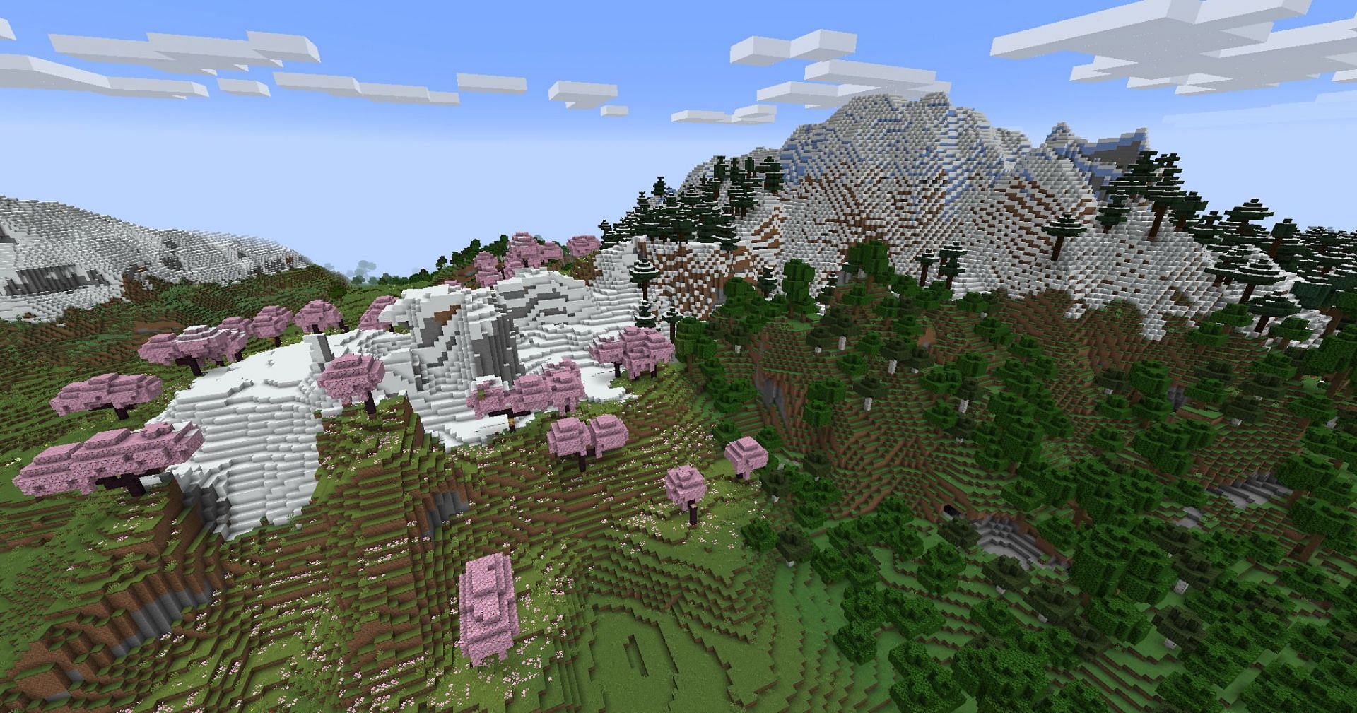 These beautiful mountains have a dark secret underneath (Image via Mojang)