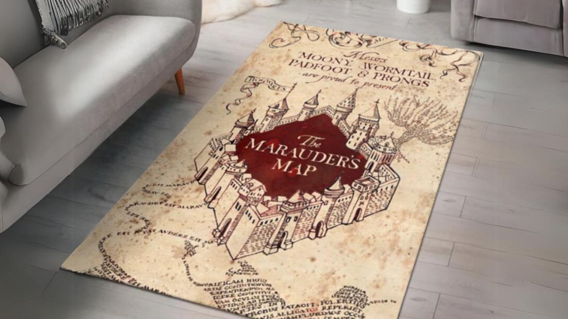 The Marauders Map rug (Image via Wayfair)