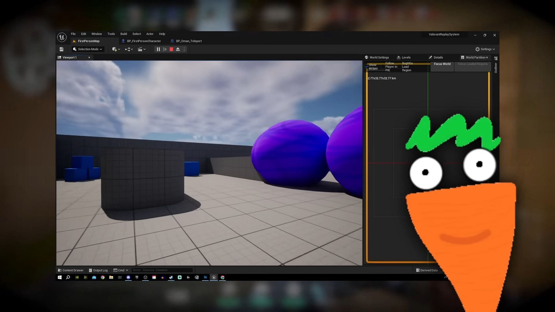 That Carrot Fella narrating the development process for their mock-up replay system in UE4 (Image via That Carrot Fella on YouTube)