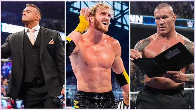 Nick Aldis interrupts Logan Paul and Randy Orton; makes immediate WrestleMania announcement