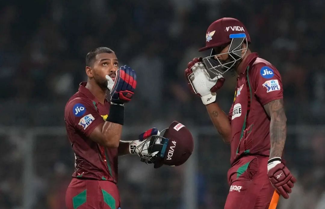 Nicholas Pooran blowing a kiss after his fifty in IPL 2023 (Image Courtesy - iplt20.com)