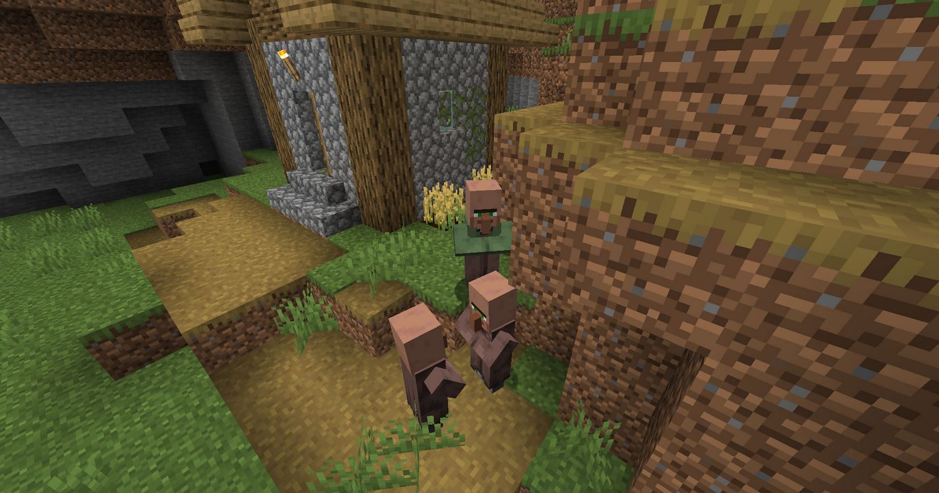 Sharing a schedule means nitwits often interact with unemployed villagers (Image via Mojang)