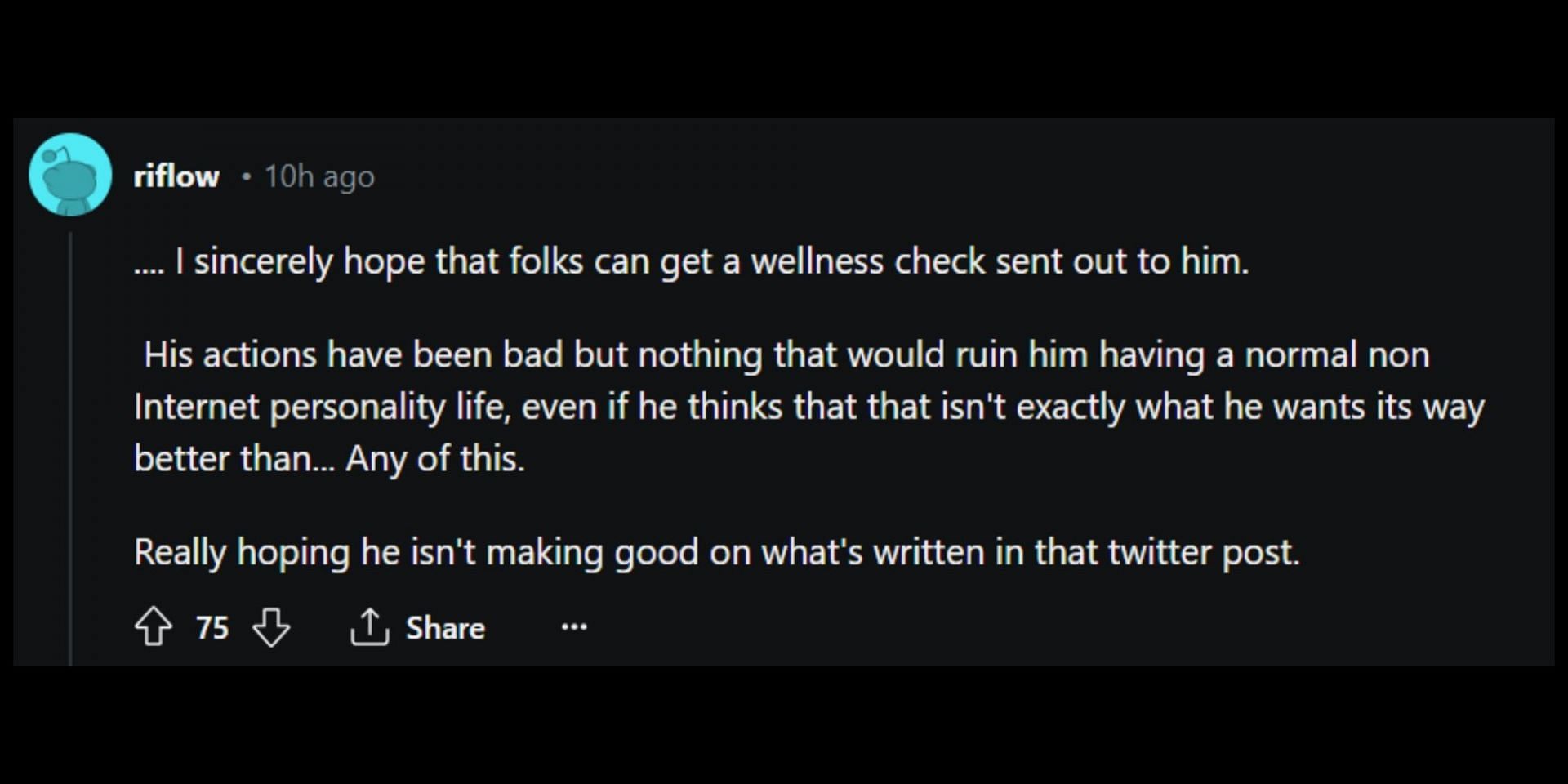 Somerton&#039;s latest post on X sparks concerns over his well-being. (Image via Reddit/@liloloveyou024)