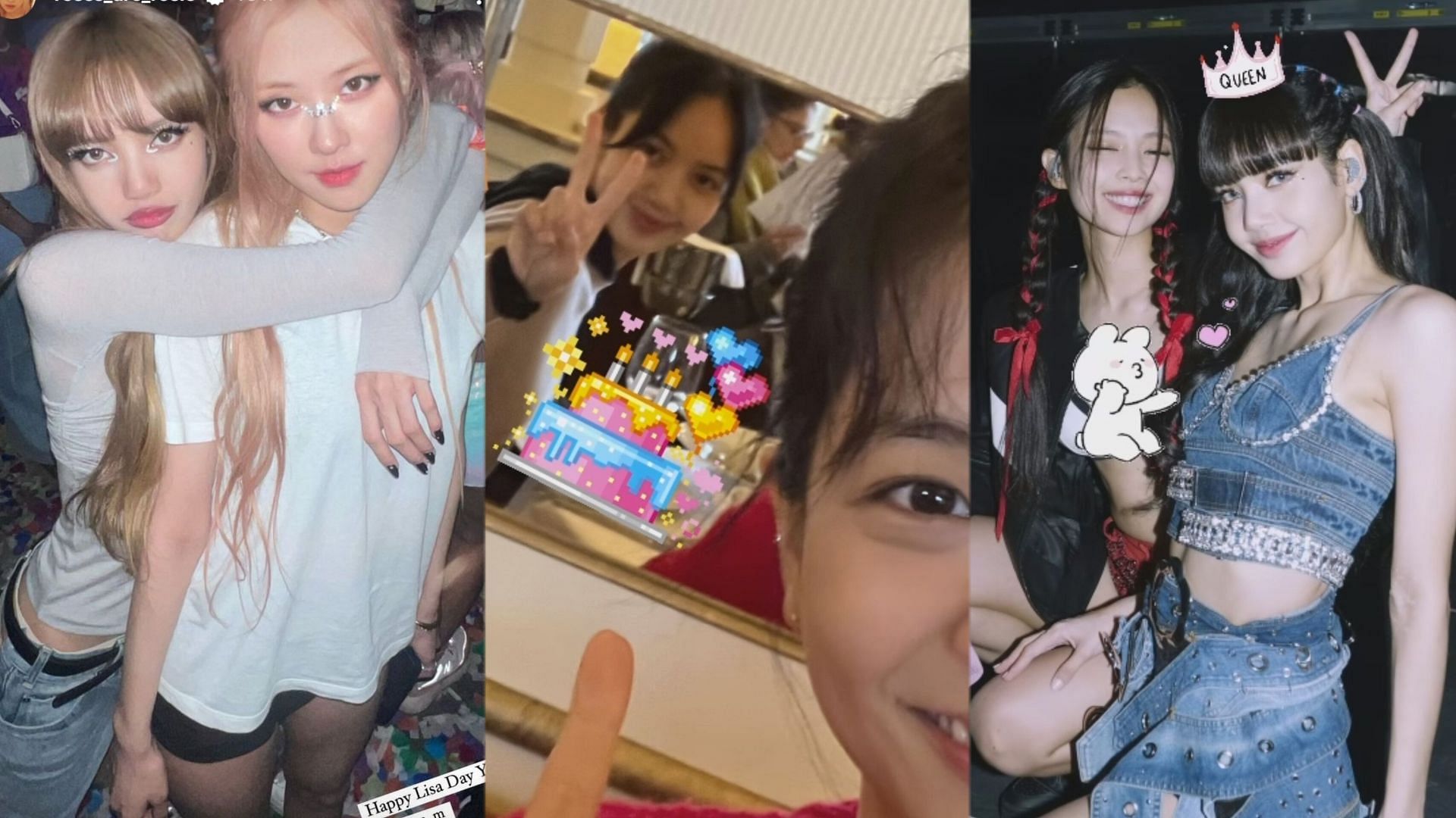 BLACKPINK Lisa receives heartfelt birthday messages from her bandmates (Images via Instagram stories/@jennierubyjane @roses_are_rosie @sooyaaa__